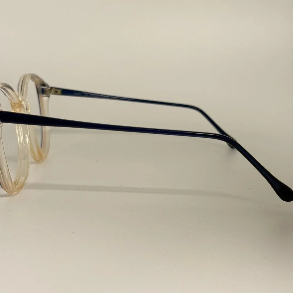 Vintage SRO Heidi BL Eyeglass Frames Champagne Navy Blue Round Cat Eye USA 140